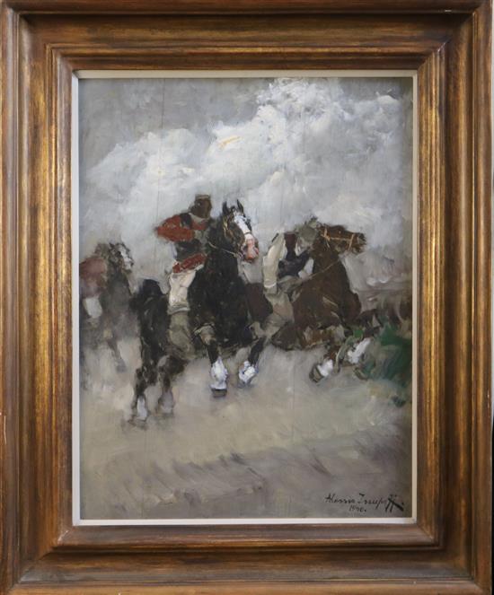 Alessio Issupov (1894-1957) La Gara (The Race) 19 x 14.5in.